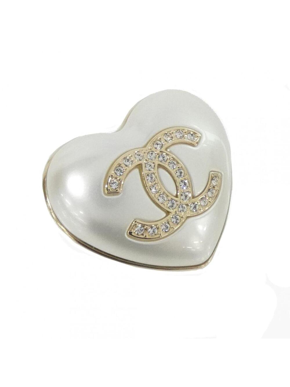 Chanel Brooch Metal Gold White Clear #346837C10B